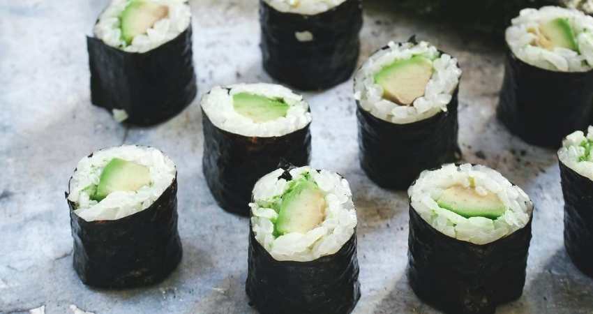 avocado in sushi rolls.