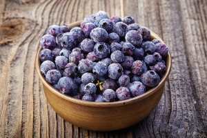 a bowl of frozen blueberries