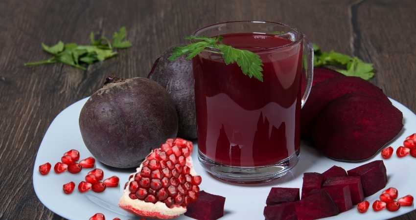 pomegranate and beet juice