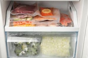 food in food storage bags and freezer bags
