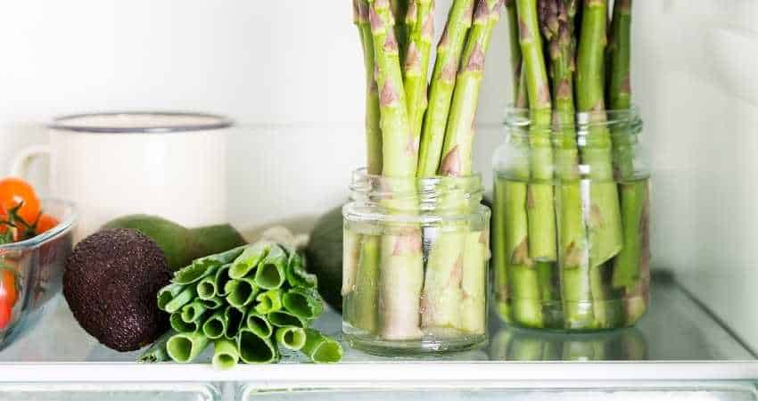storing asparagus in the fridge.