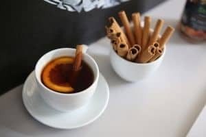 cinnamon sticks with coffee