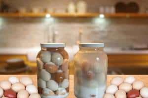 Eggs stored in pickling lime