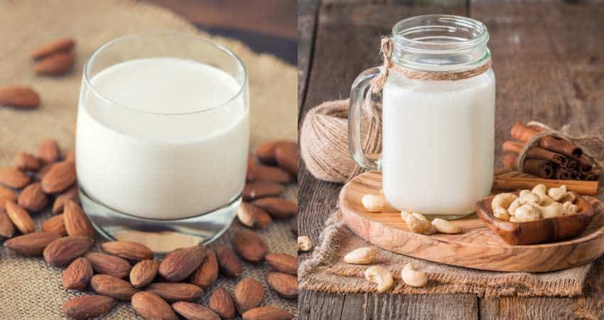 Almond milk and cashew milk