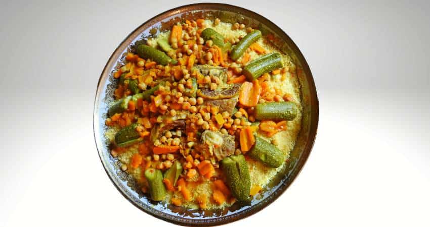 Cooked couscous with vegetables