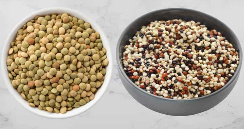 Lentils and quinoa