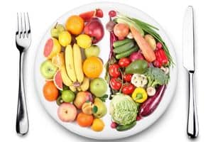 substituting fruits for vegetables on a plate
