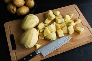 Yukon Gold Potatoes on a cutting board