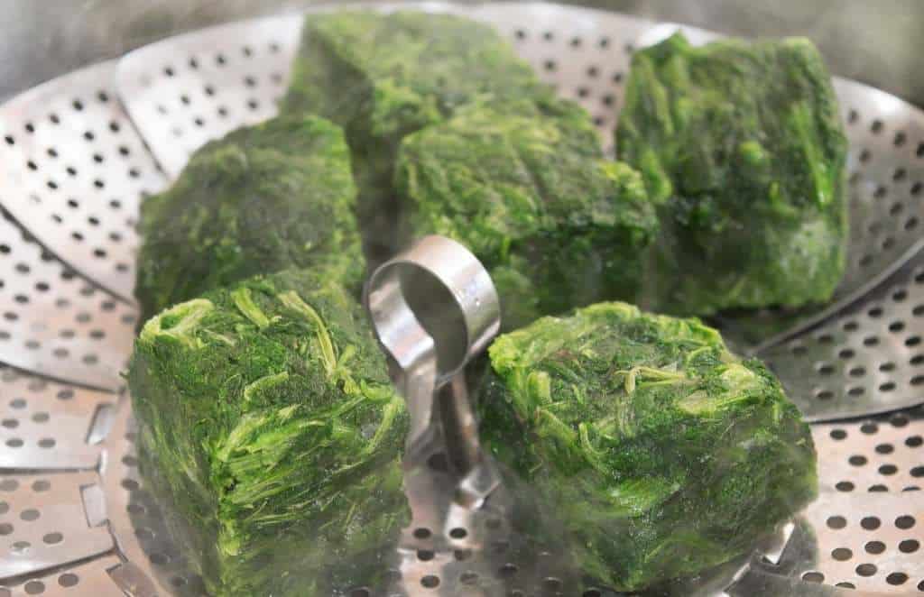 steaming frozen spinach