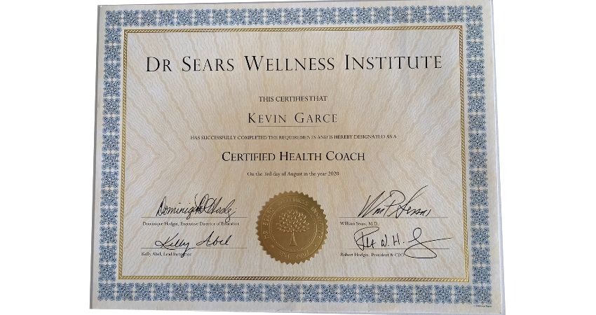 Kevin Garce's Certified Health Coach Certificate