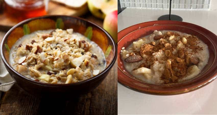 Muesli and a bowl of oatmeal prepared by Kevin Garce