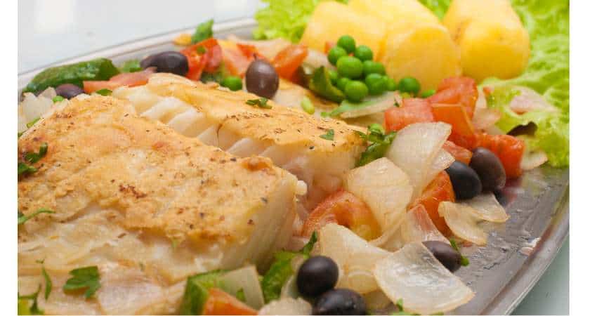 Cod fillet with vegetables for dinner